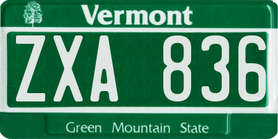 VT license plate ZXA836