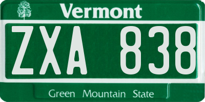 VT license plate ZXA838