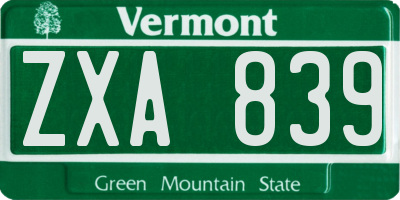 VT license plate ZXA839