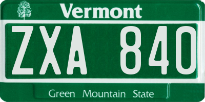 VT license plate ZXA840