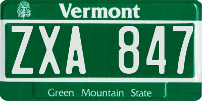 VT license plate ZXA847