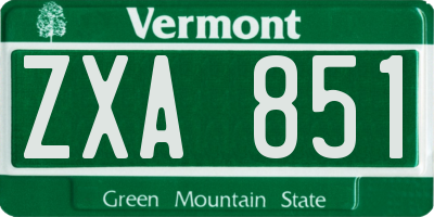 VT license plate ZXA851