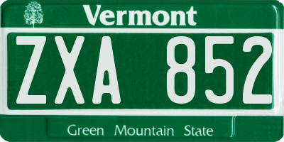 VT license plate ZXA852