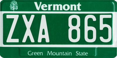 VT license plate ZXA865