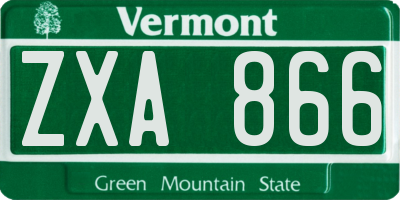 VT license plate ZXA866