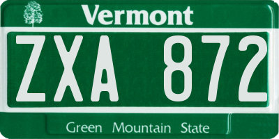 VT license plate ZXA872