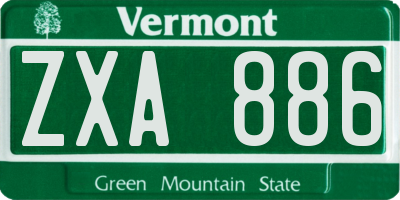 VT license plate ZXA886