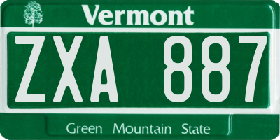VT license plate ZXA887