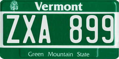 VT license plate ZXA899