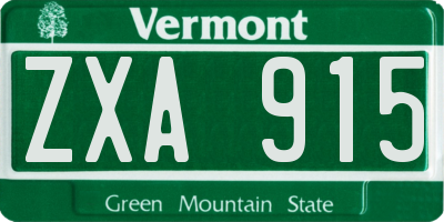 VT license plate ZXA915