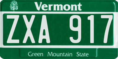 VT license plate ZXA917