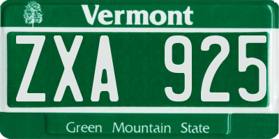 VT license plate ZXA925