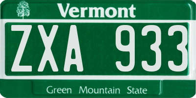 VT license plate ZXA933