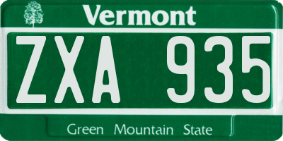 VT license plate ZXA935