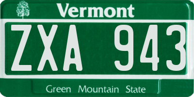 VT license plate ZXA943