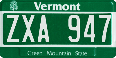 VT license plate ZXA947