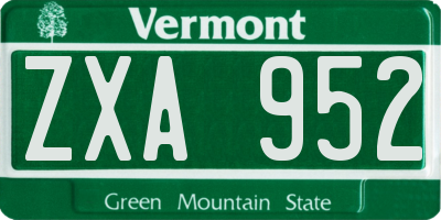 VT license plate ZXA952