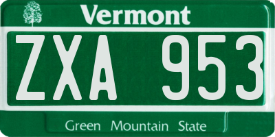 VT license plate ZXA953