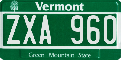 VT license plate ZXA960
