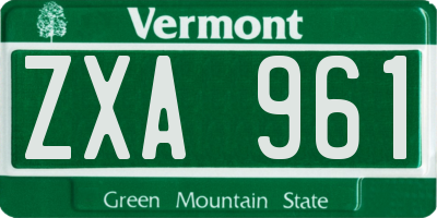 VT license plate ZXA961