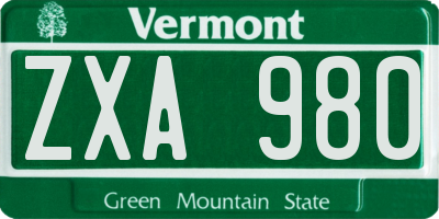 VT license plate ZXA980