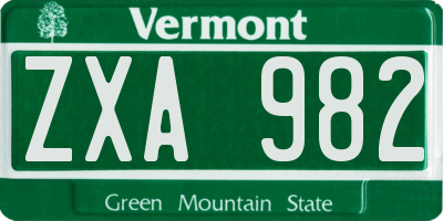 VT license plate ZXA982