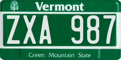 VT license plate ZXA987