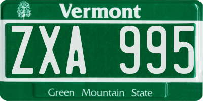 VT license plate ZXA995