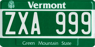 VT license plate ZXA999