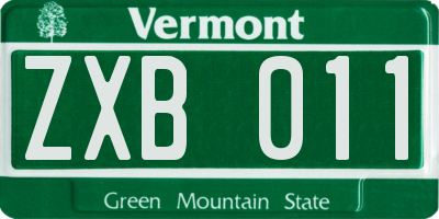 VT license plate ZXB011