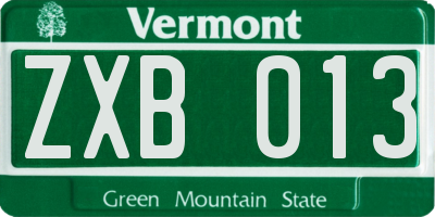 VT license plate ZXB013