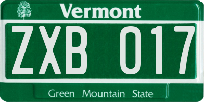 VT license plate ZXB017