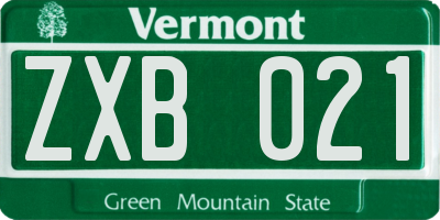 VT license plate ZXB021