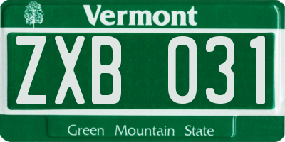 VT license plate ZXB031