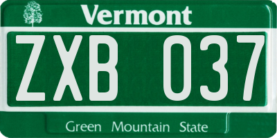 VT license plate ZXB037