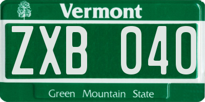 VT license plate ZXB040