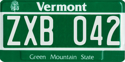 VT license plate ZXB042