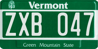 VT license plate ZXB047