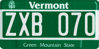 VT license plate ZXB070