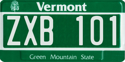 VT license plate ZXB101