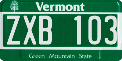 VT license plate ZXB103
