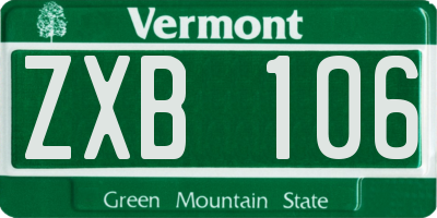 VT license plate ZXB106
