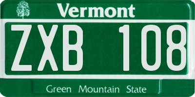 VT license plate ZXB108