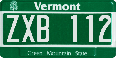VT license plate ZXB112