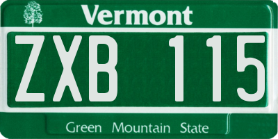 VT license plate ZXB115