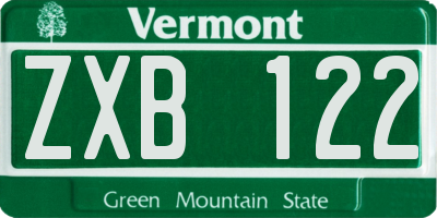 VT license plate ZXB122