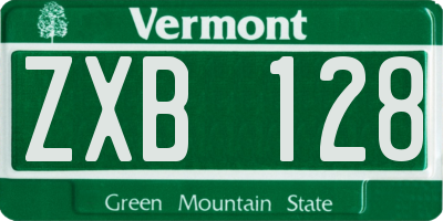 VT license plate ZXB128