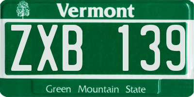 VT license plate ZXB139