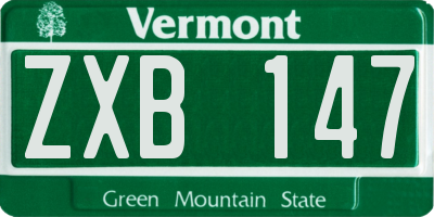 VT license plate ZXB147
