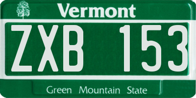 VT license plate ZXB153